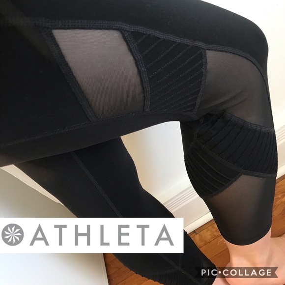 Athleta Pants - Athleta High Waisted Mesh Panel Capri Leggings S